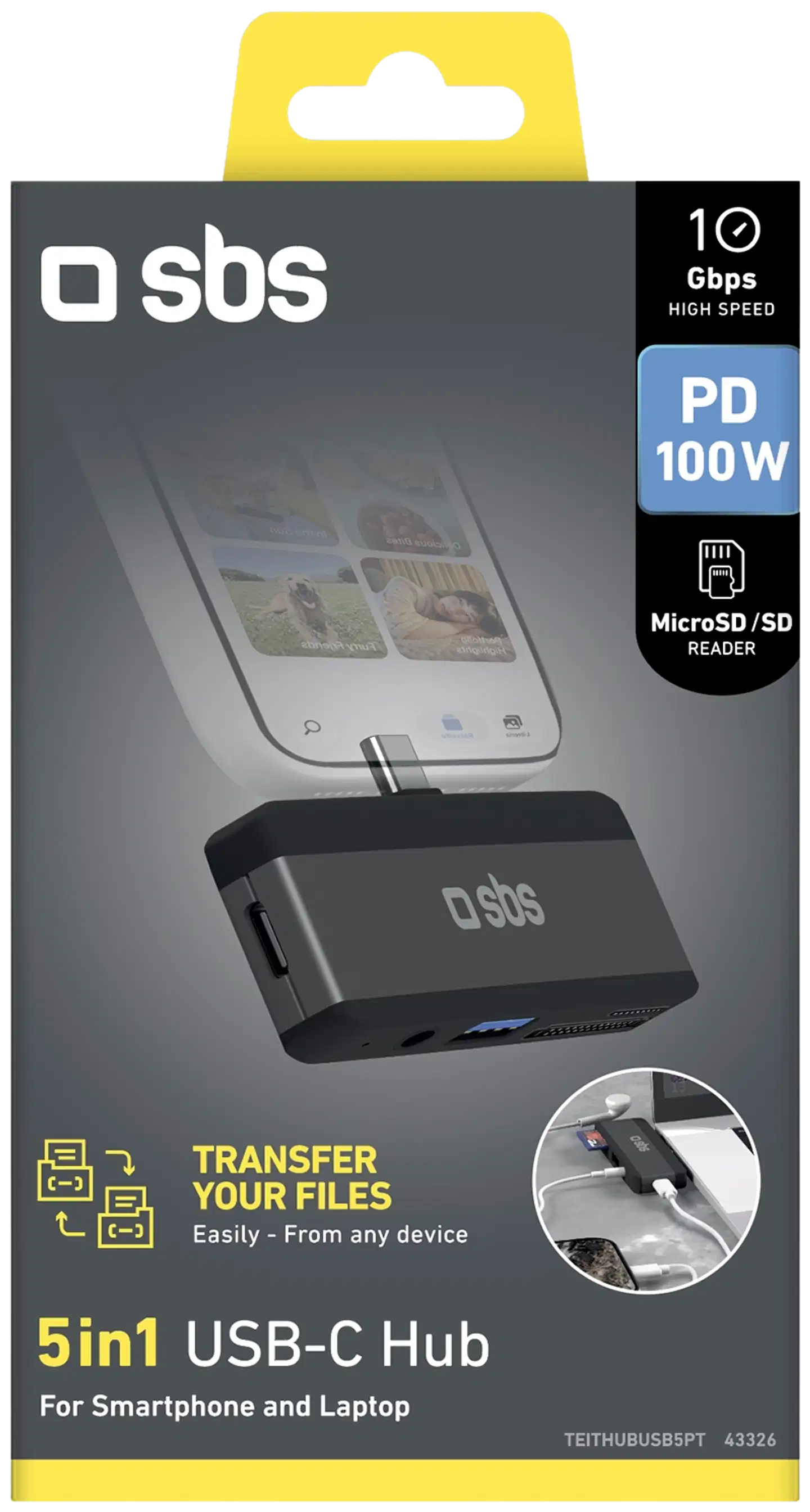 SBS 5-in-1 USB‑C-adapteri puhelimelle ja kannettavalle - 2