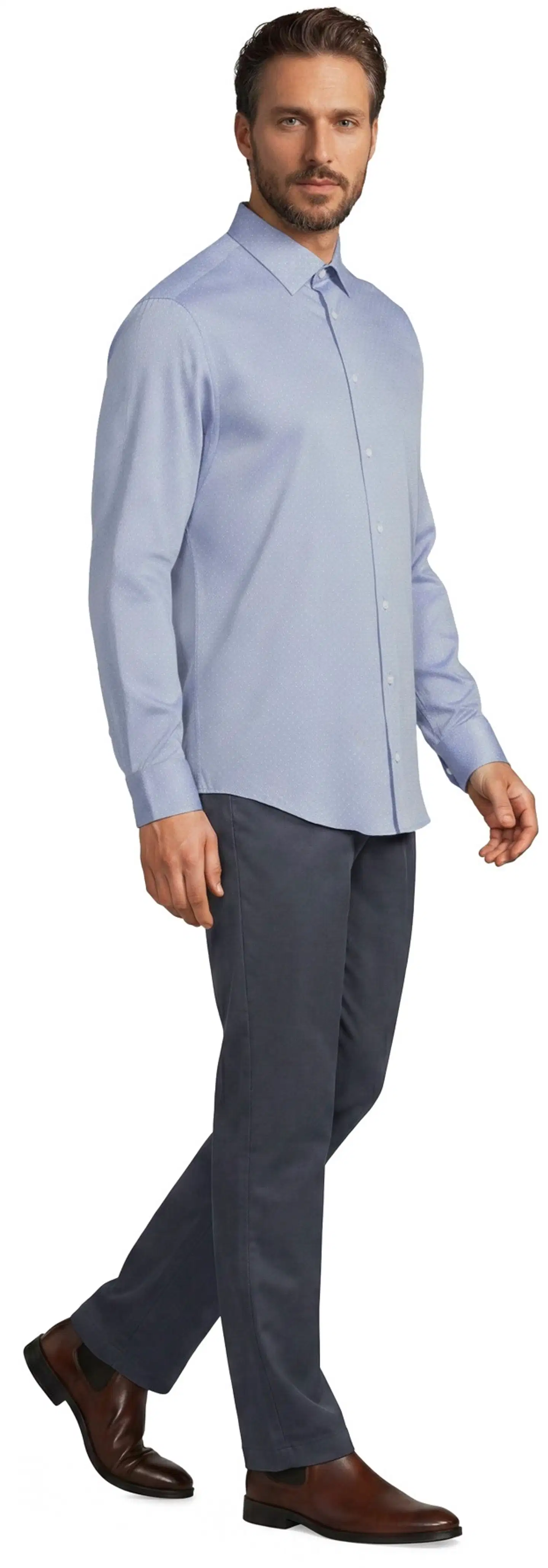 London Fog miesten kauluspaita Timantti 194L292619 - Mid Blue - 3