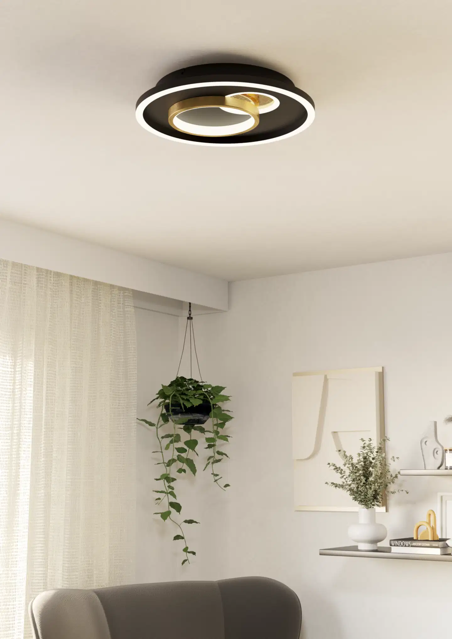 EGLO kattovalaisin Tiriolo LED 14W/8,5W 38 cm musta/kulta - 5