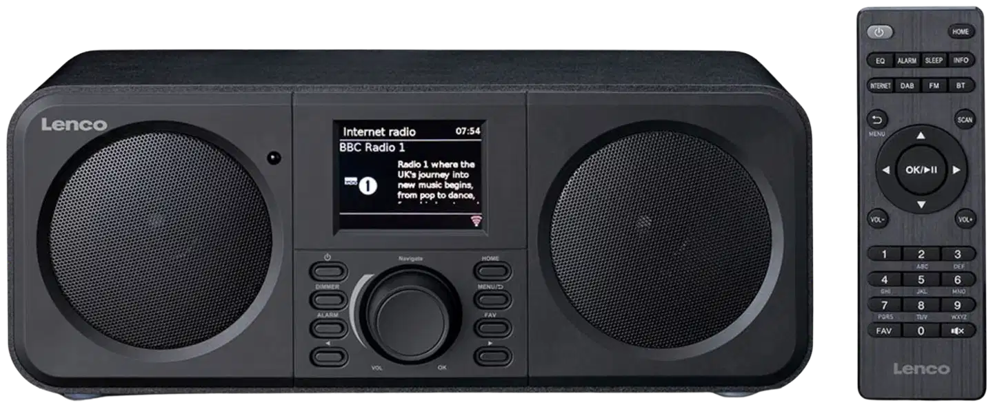 Lenco DIR-142 stereointernetradio DAB+/FM ja Bluetooth musta - 1