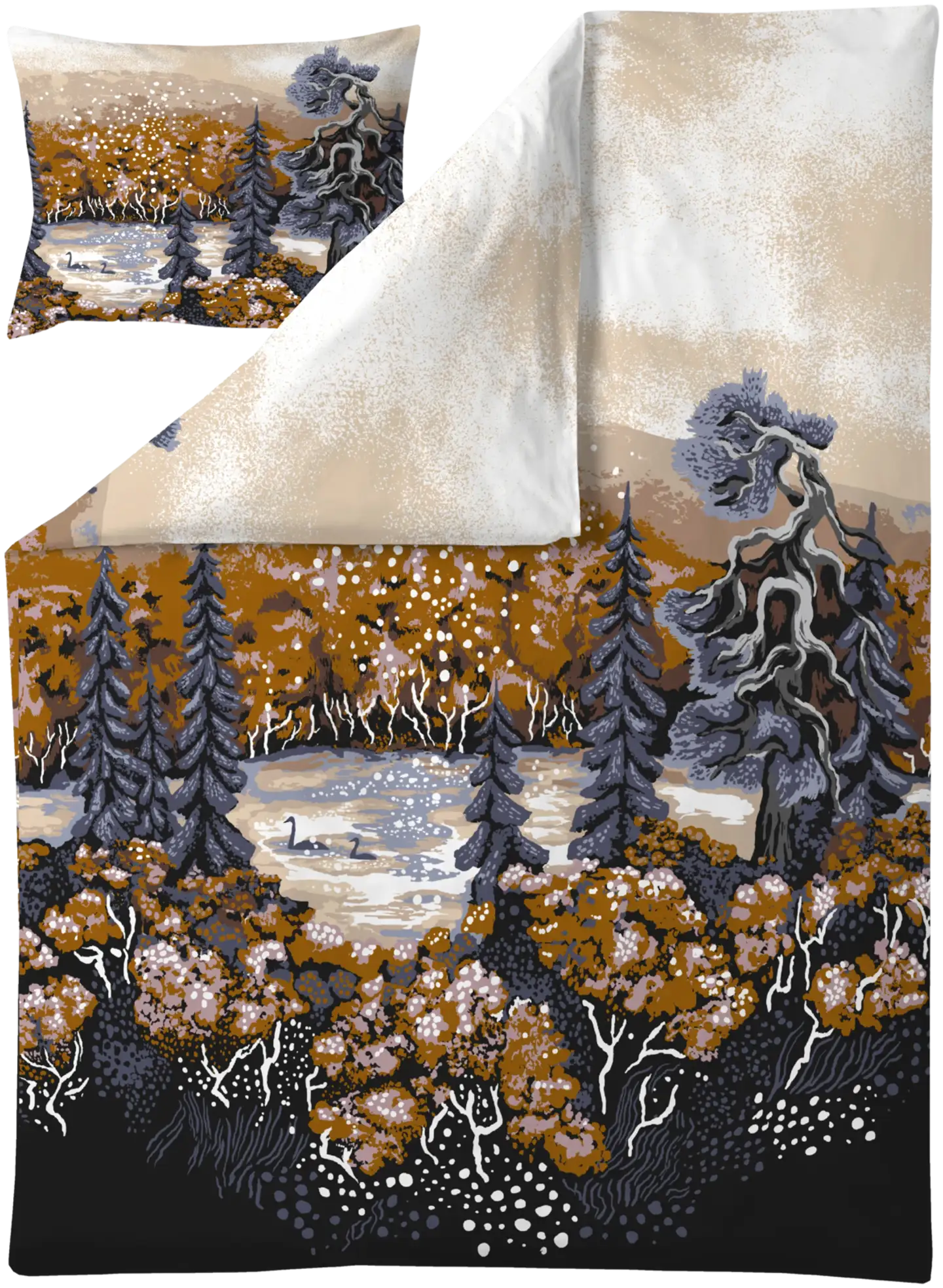 Valilla digiprint pussilakanasetti Muonio 150x210 cm ochre