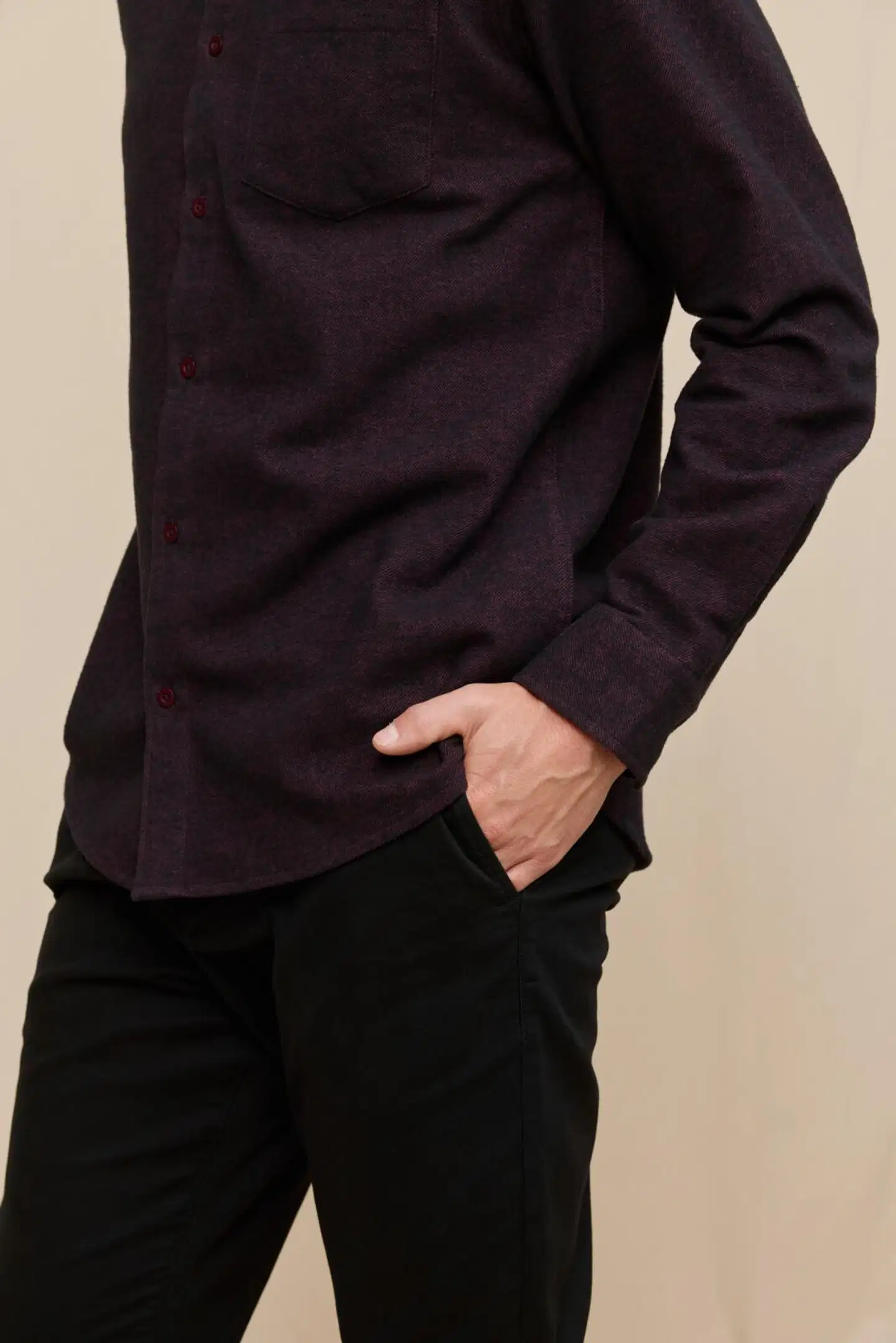 Finlayson miesten flanellipaita twill - Wine - 7