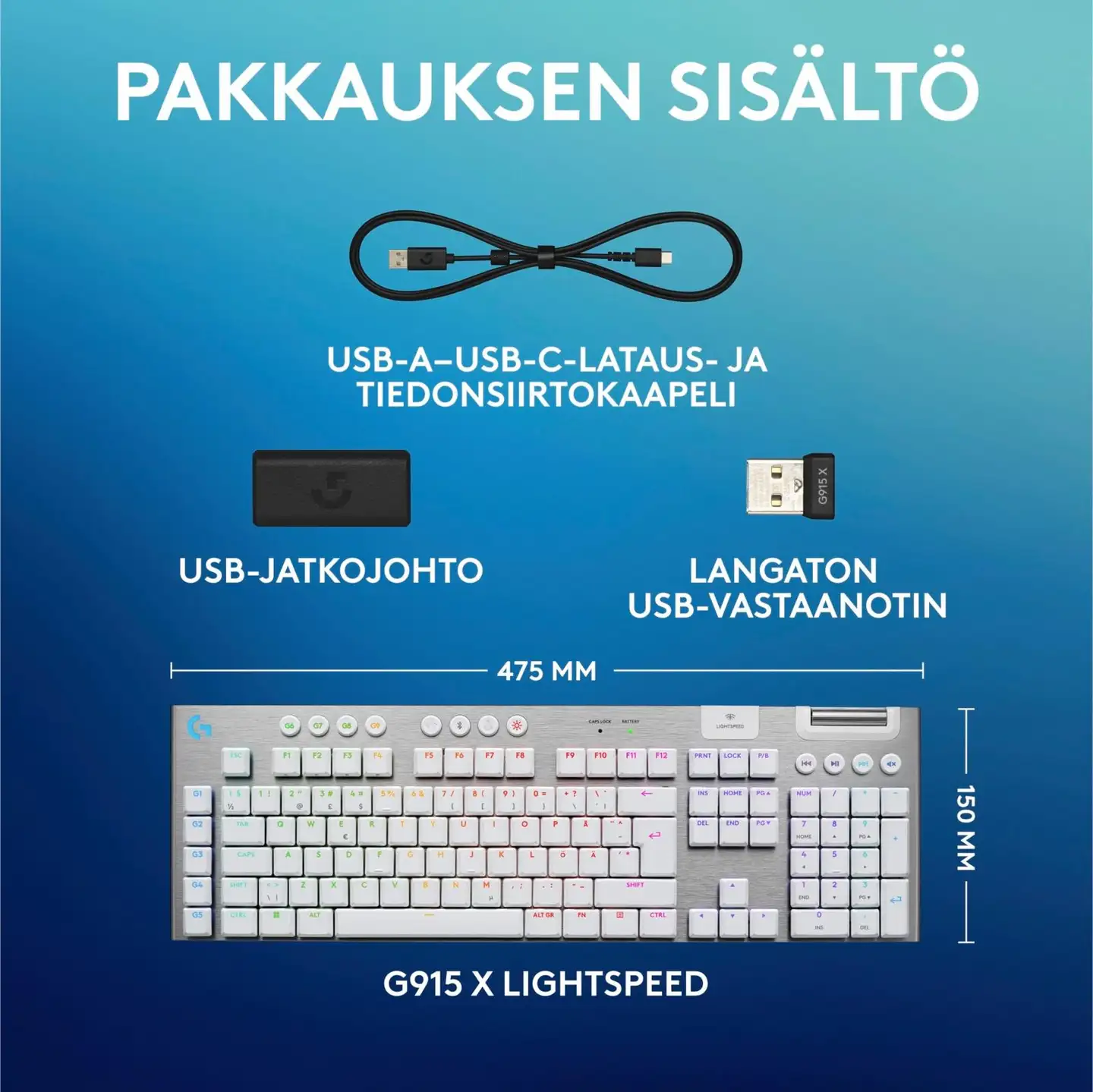 Logitech g915 x lightspeed langaton pelinäppäimistö tactile valkoinen - 2