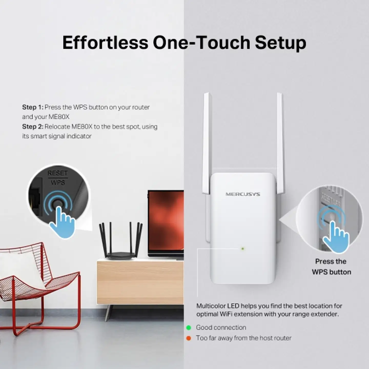 Mercusys ME80X AX3000 Dual-band -WiFi6 -kantamalaajennin - 7