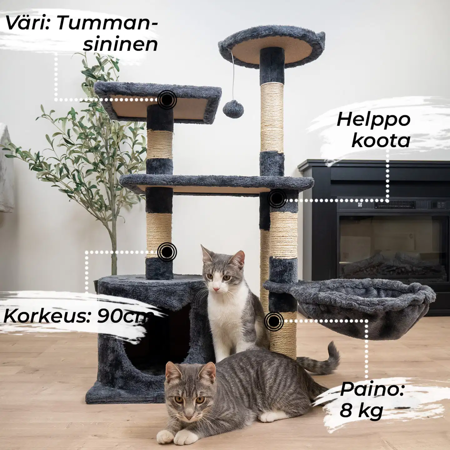 Trekker kissan kiipeilypuu Comfy 103 cm harmaa - 5