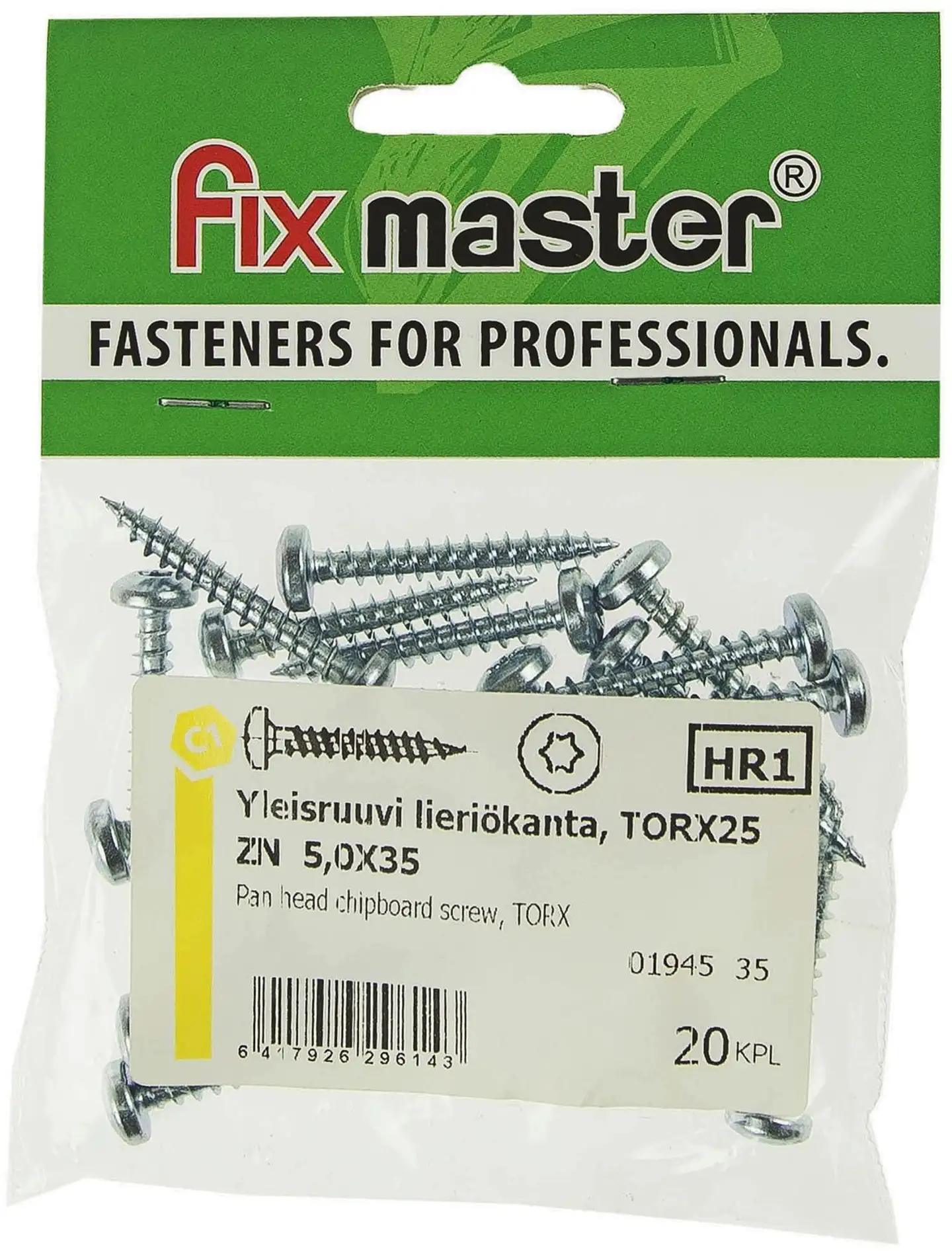 Fix Master yleisruuvi kupukanta 5,0X35 torx25 sinkitty 20kpl