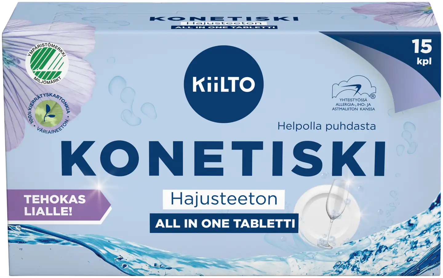 Kiilto All in 1 konetiskitabletti Hajusteeton 15 kpl