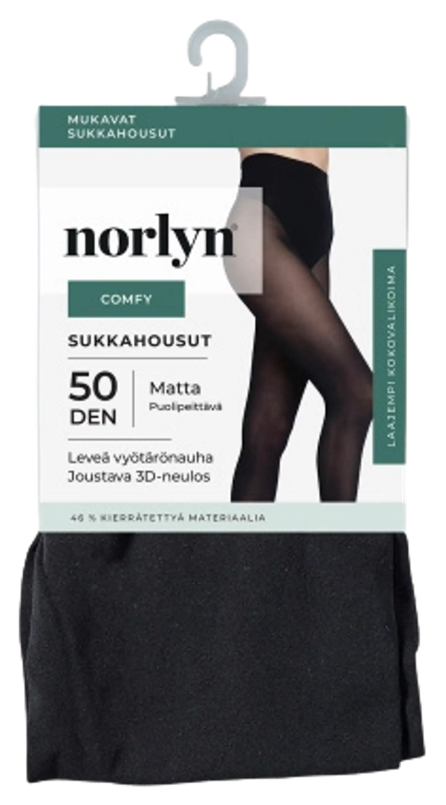 Norlyn naisten sukkahousut Comfy 50den - Black - 1