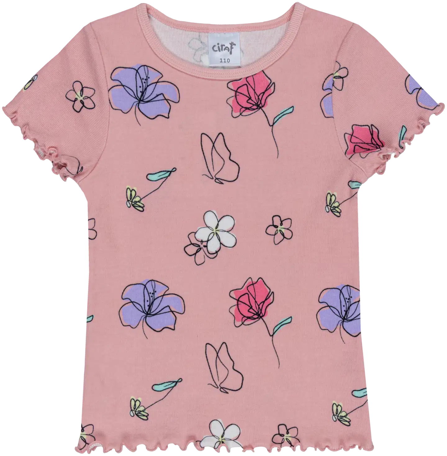 Ciraf lasten ribbineulottu t-paita kukka 25TC261619 - 14-1904tcx pink dolphin - 1