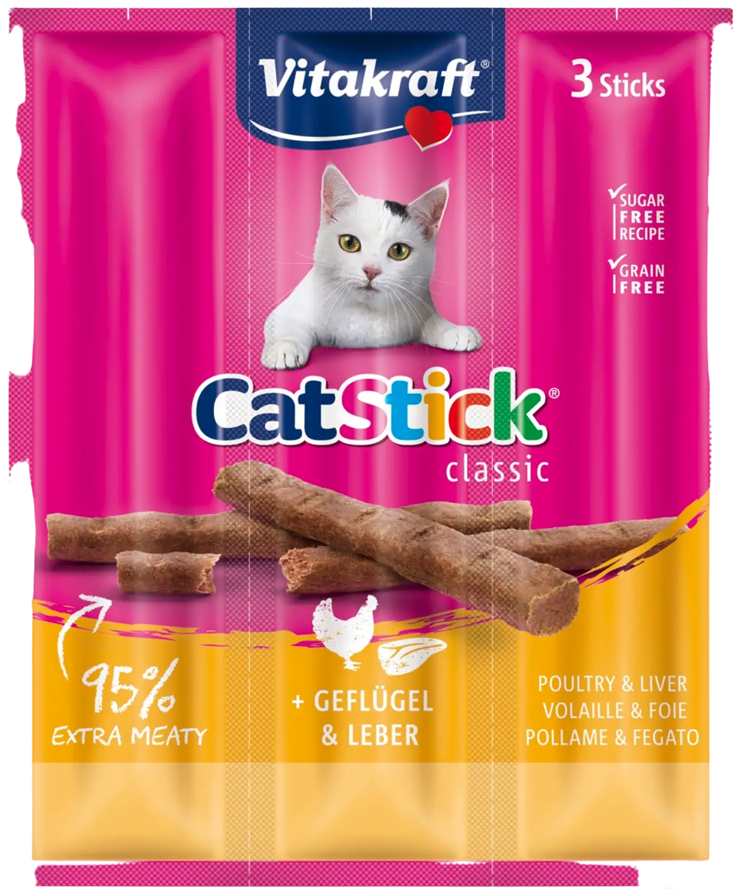 Vitakraft Cat Stick® Lihatikku kissoille, siipikarja & maksa 3kpl