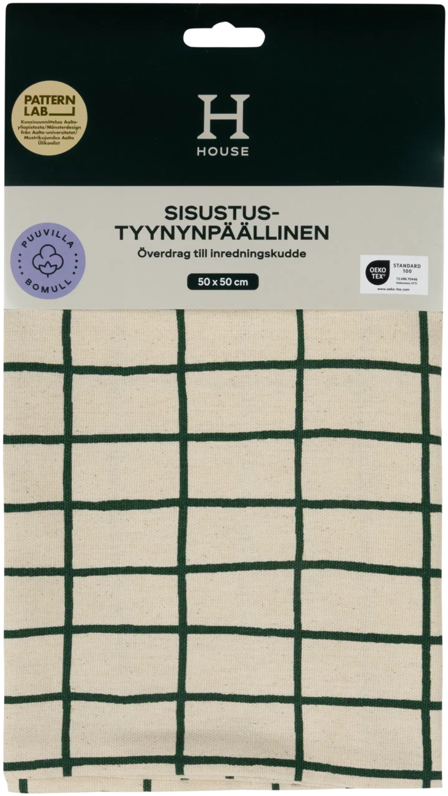 House sisustustyynynpäällinen Elonkorjuu 50 x 50 cm vihreä/luonnonvalkoinen PatternLab - 2