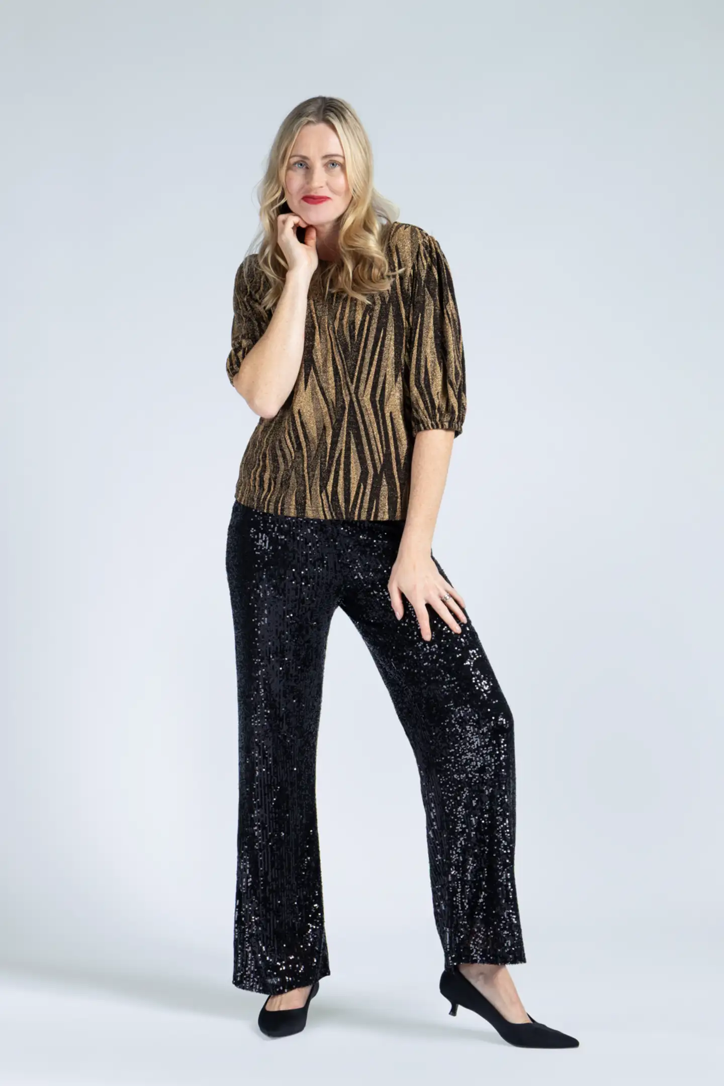 House naisten glitterpusero 213H402526 - Gold - 5