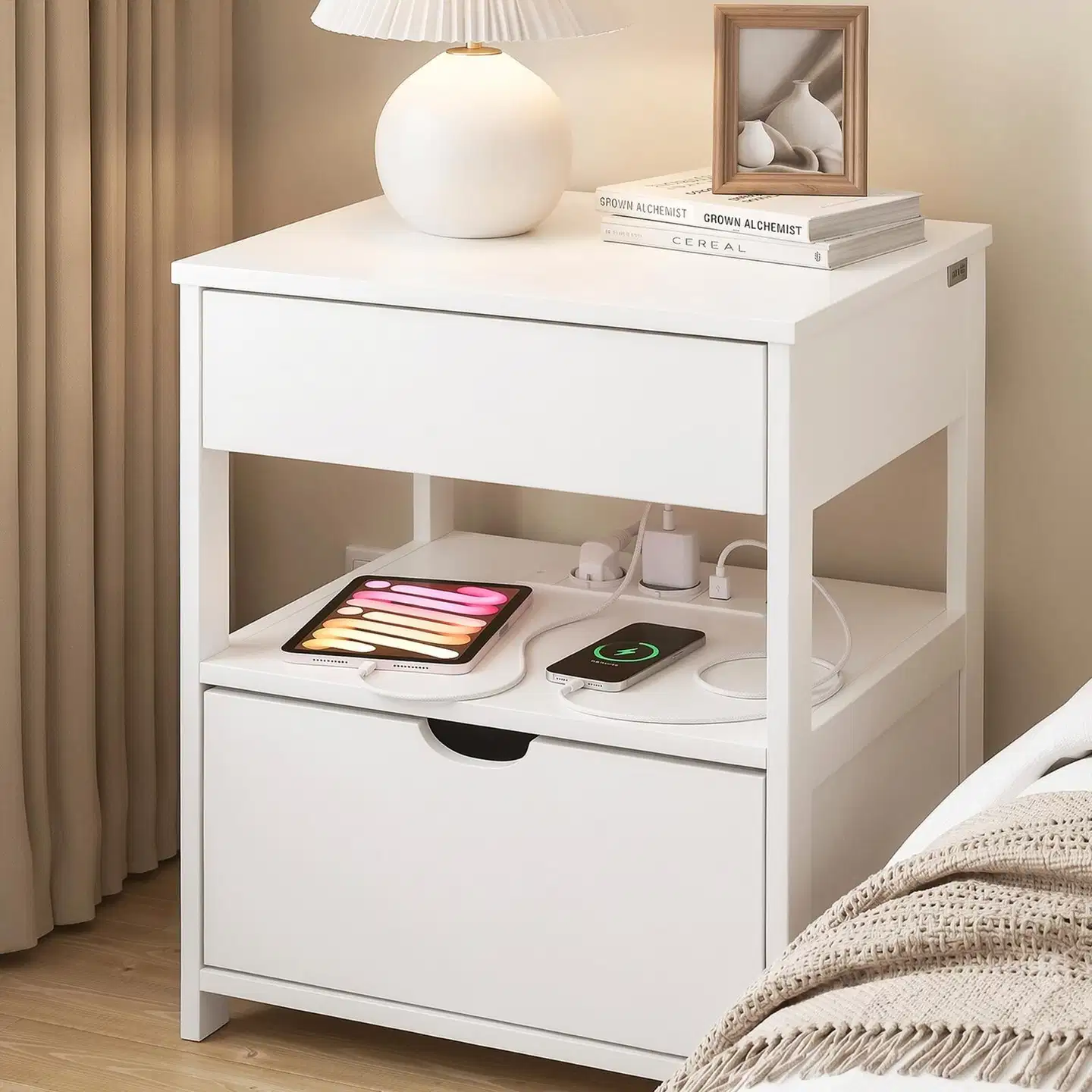 SoBuy yöpöytä valkoinen FRG258-II-E-W - 2