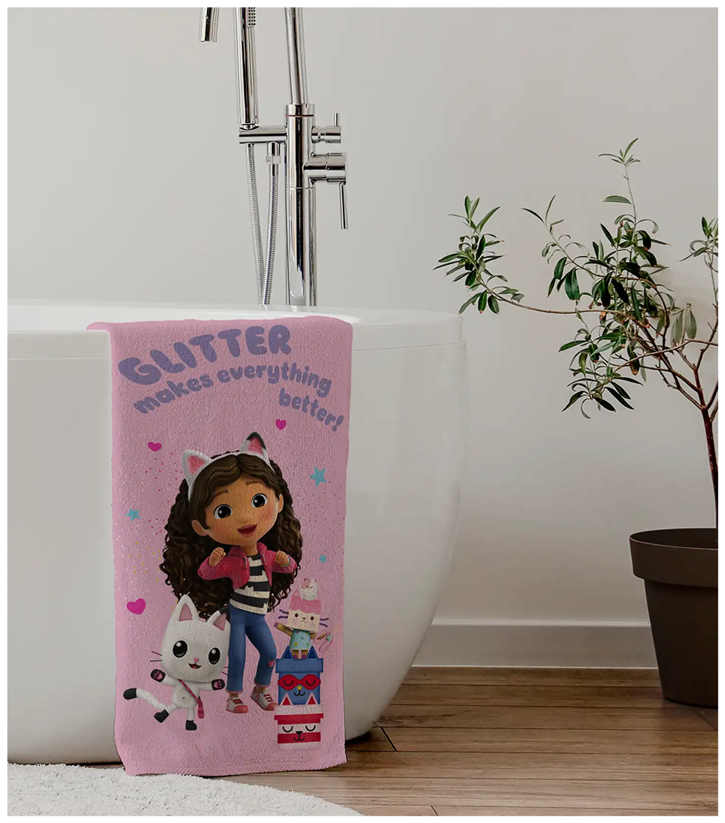 Gabby's Dollhouse lasten kylpypyyhe 70x140 cm pinkki - 3