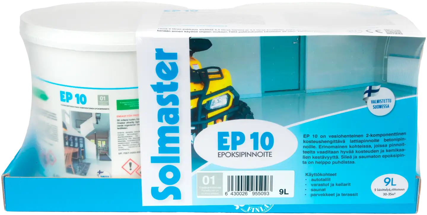 Solmaster epoksipinnoite EP 10 01 vaaleanharmaa, RAL 7038 9 L (4,5+4,5)