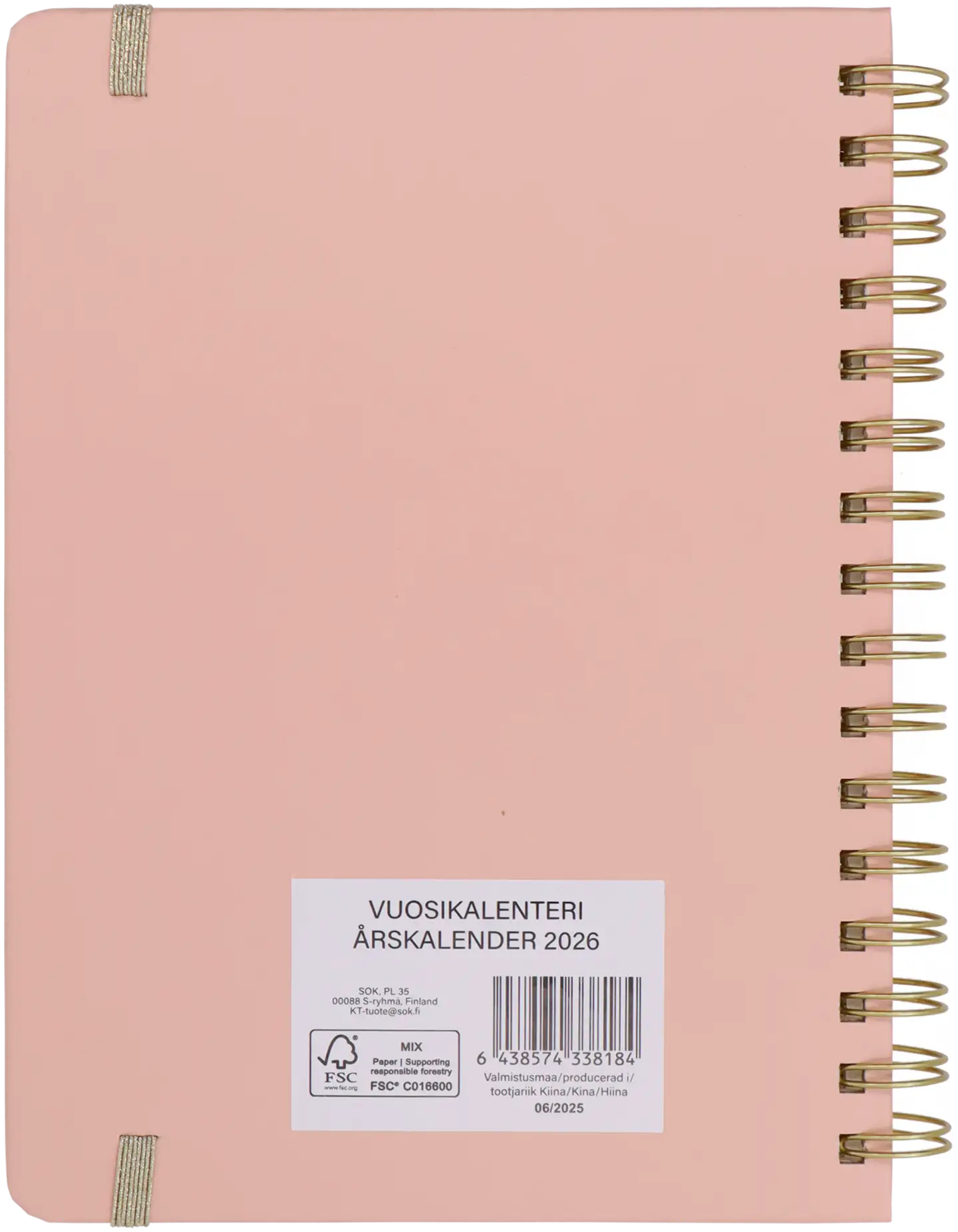 Pöytäkalenteri kierresidottu A5 pinkki - 2