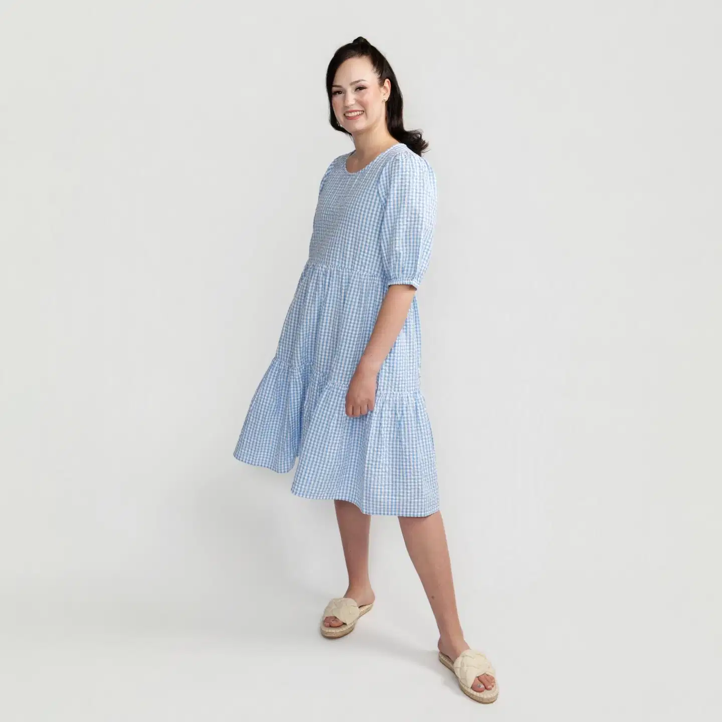 Maia Family naisten mekko Leona Ruutu 205635 - Vaaleansininen - 2