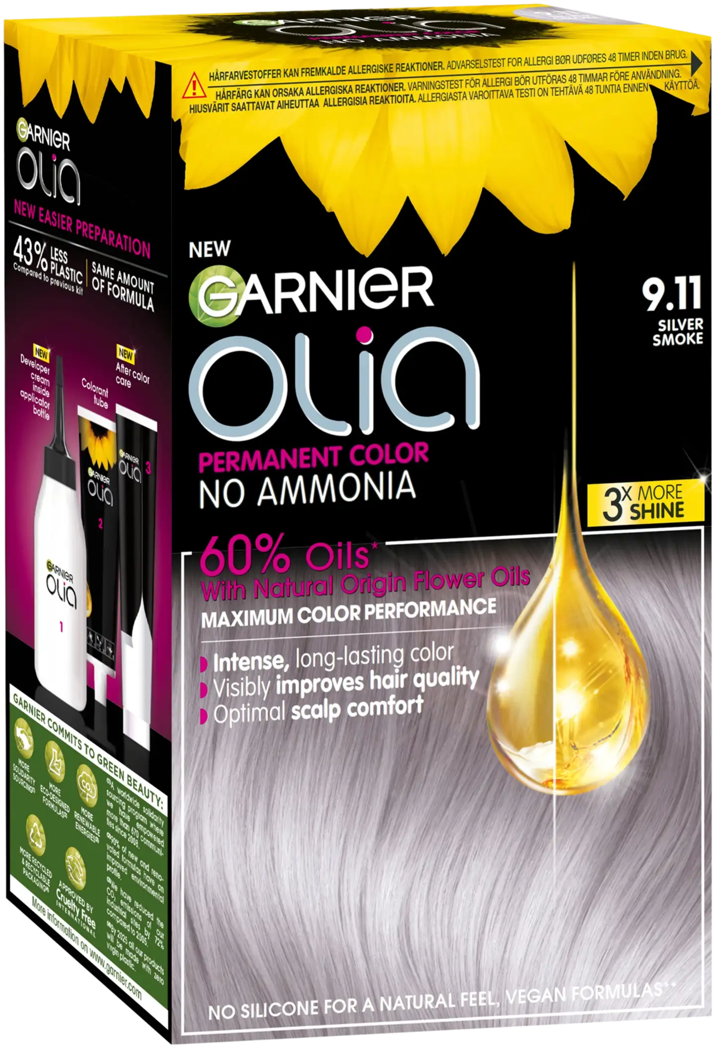 Garnier Olia 9.11 Silver Smoke kestoväri 174ml - 2