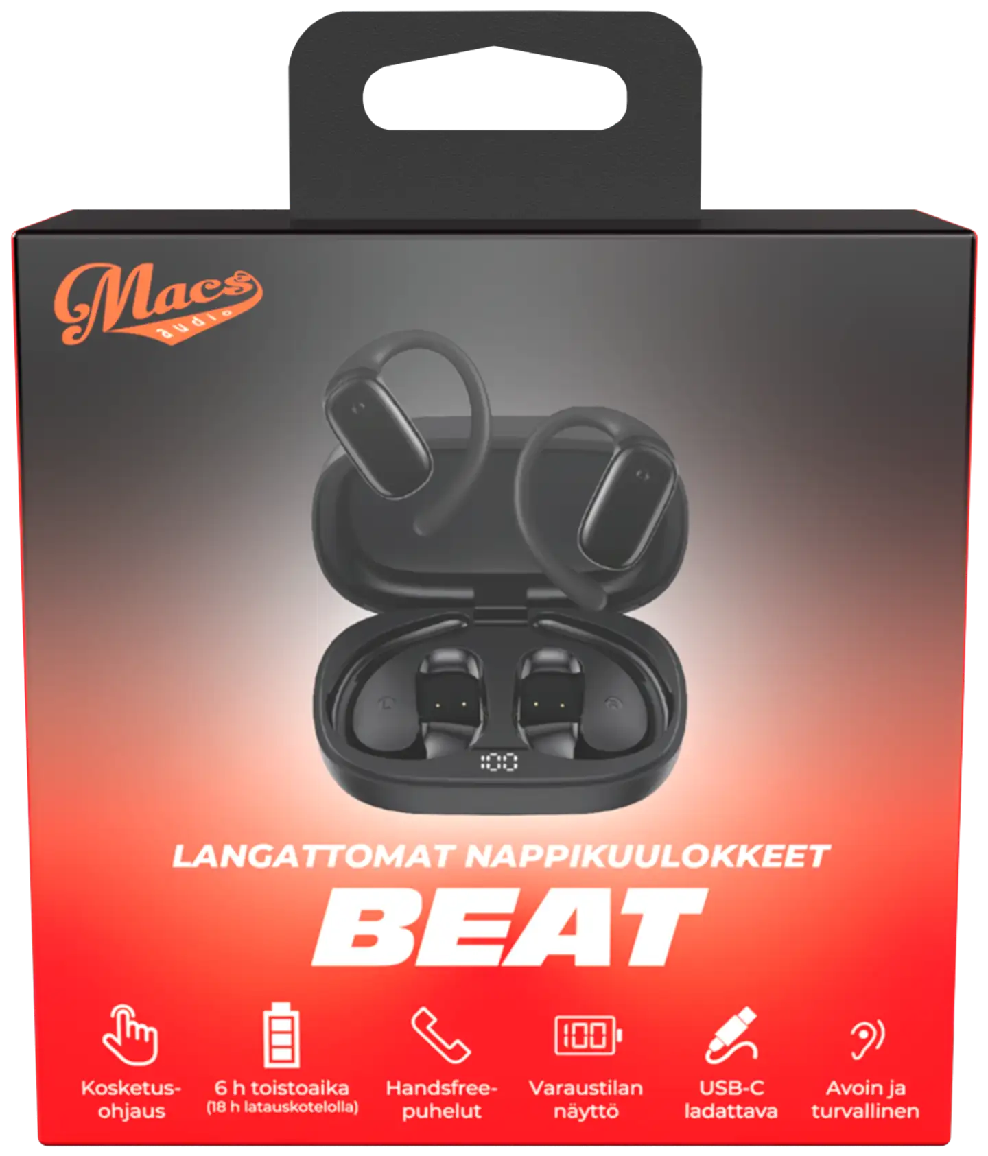 Macs langattomat open-ear nappikuulokkeet Beat musta - 3