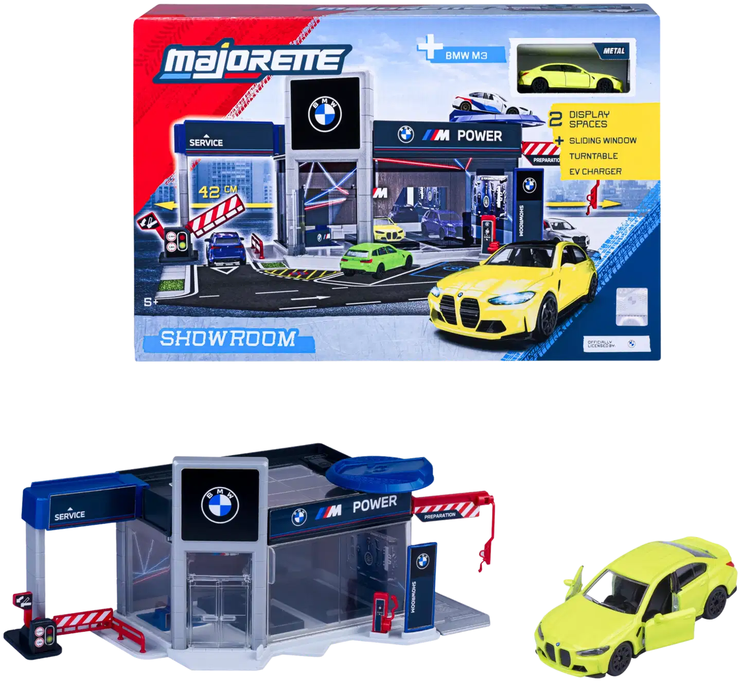 Majorette MBMW Showroom ja ajoneuvo, leikkisetti