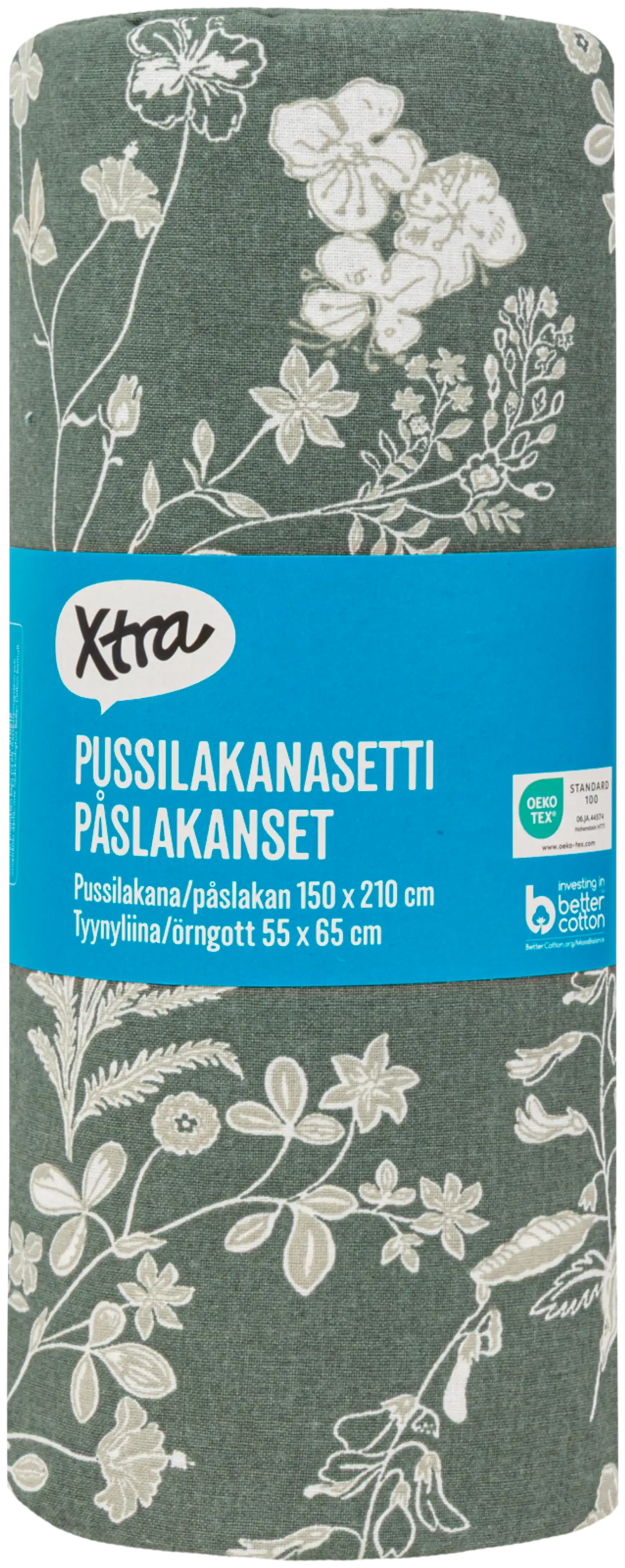 Xtra pussilakanasetti Tapovan 51493 150 x 210 + 55 x 65 cm vihreä - 3