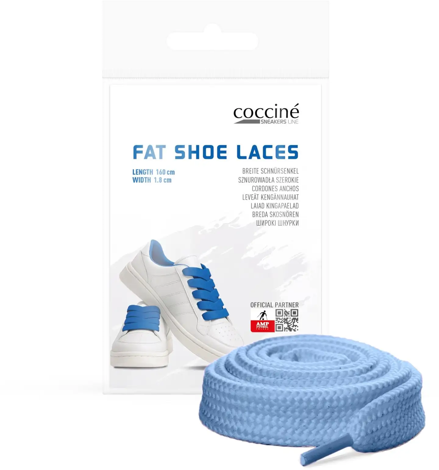 Cocciné fat shoe laces kengännauhat 120cm light blue
