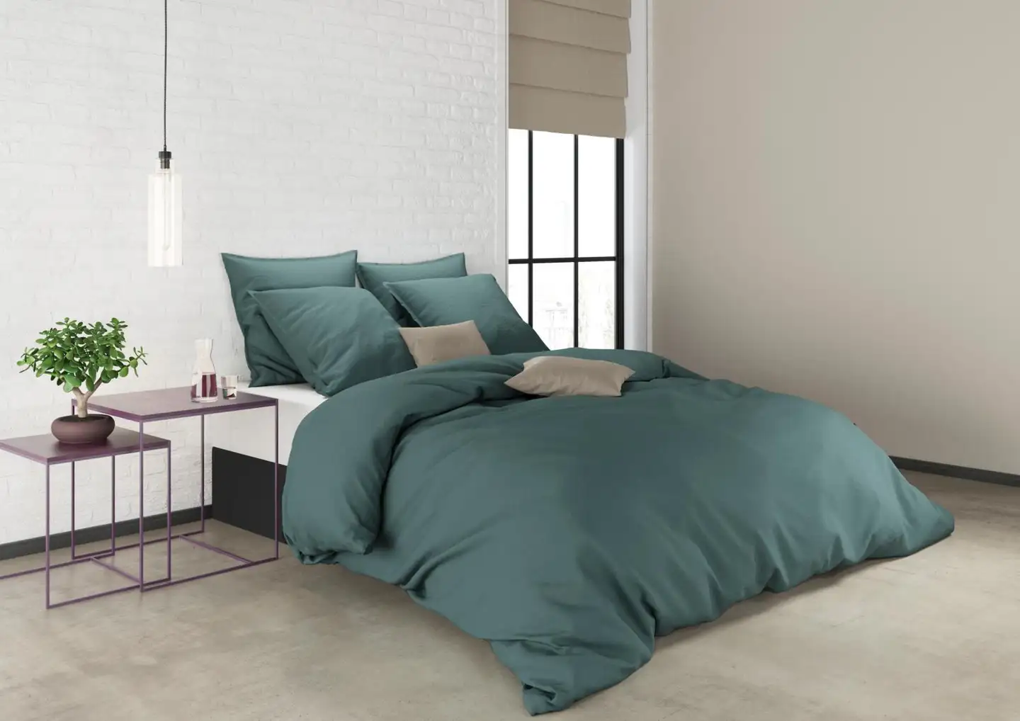 mistral Home pussilakanasetti Washed Cotton 150x210 cm, tumman vihreä - 3