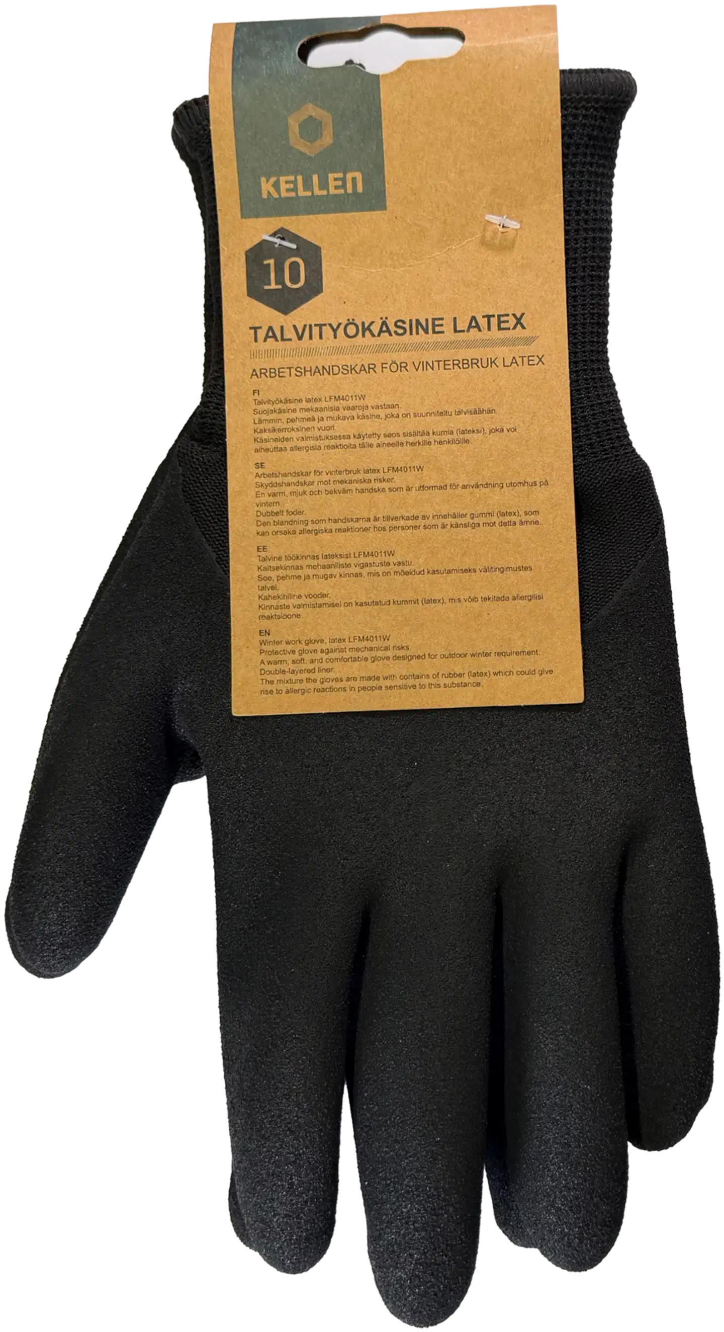 Kellen talvityökäsine lateksipinnoitteella LFM4011W - musta - 2