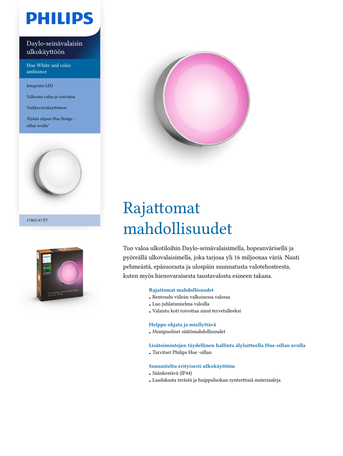Philips Hue Daylo -seinävalaisin ulkokäyttöön 15W 2000-6500K 1060LM inox - 4