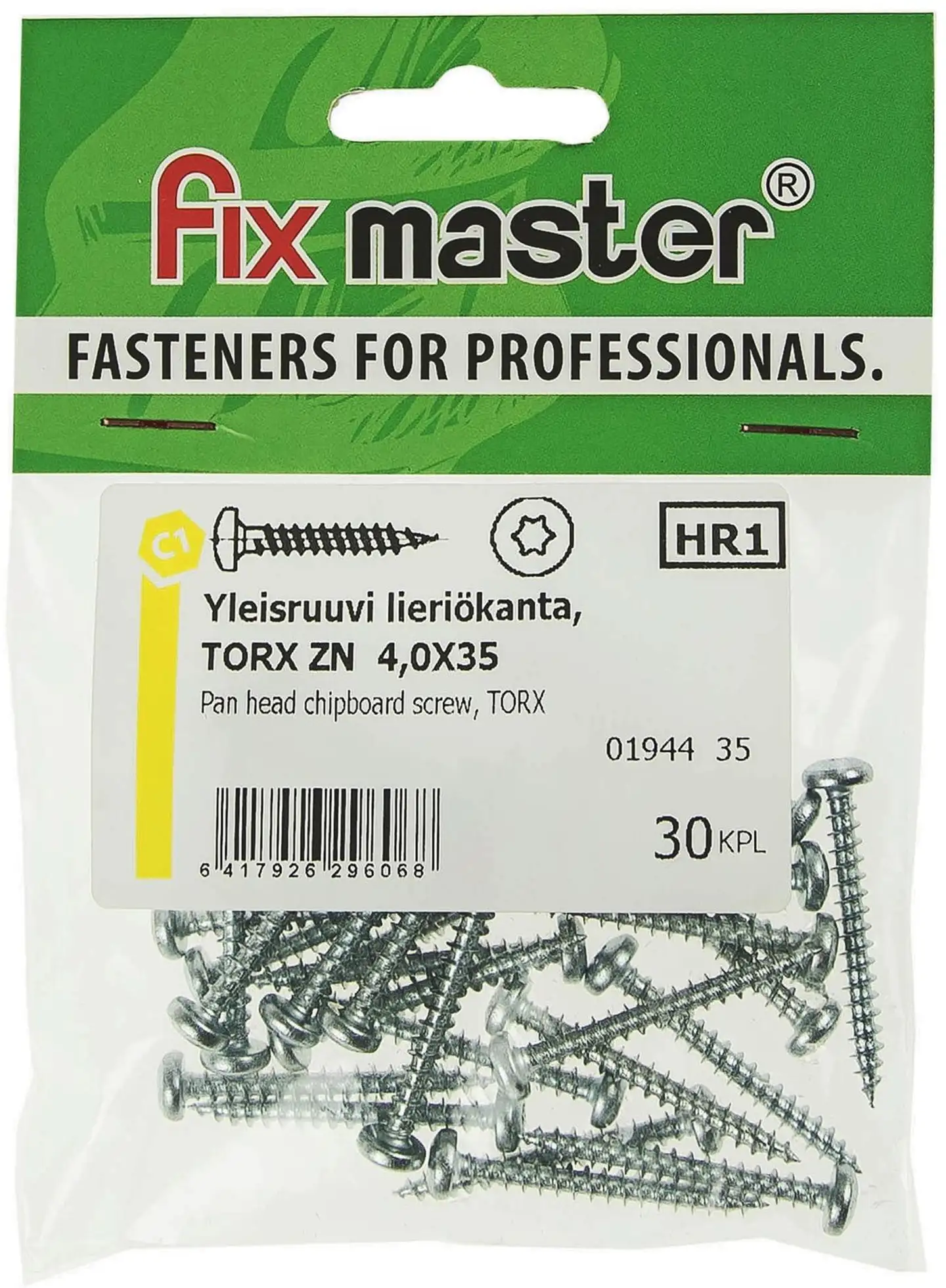 Fix Master yleisruuvi kupukanta 4,0X35 torx15 sinkitty 250kpl