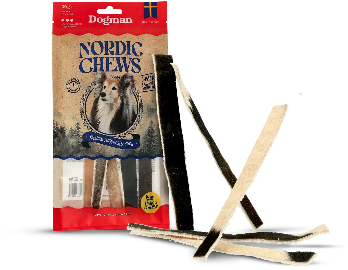Dogman Nordic Chews puruluu Ministrips 15cm 5-pack 30g