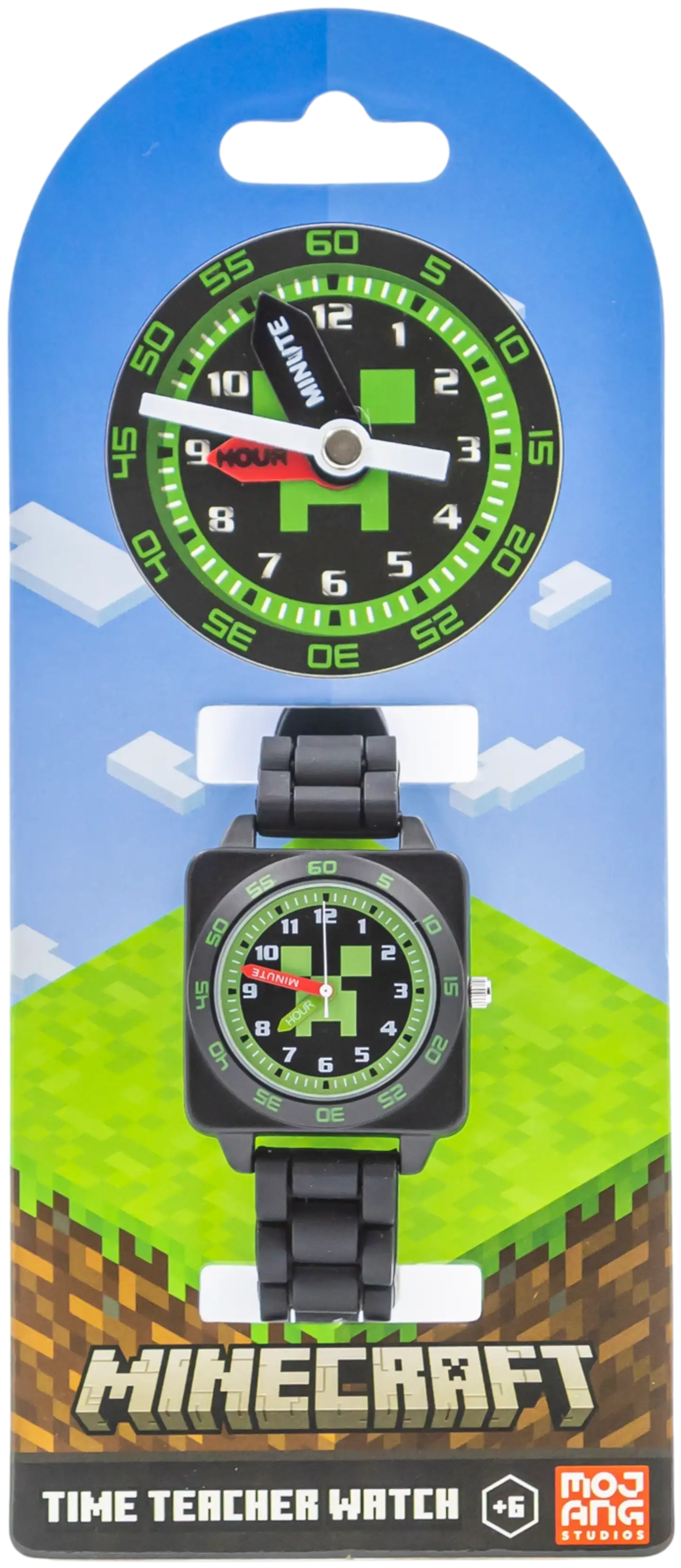 Accutime lasten opetus/ensikello  Minecraft musta - 2
