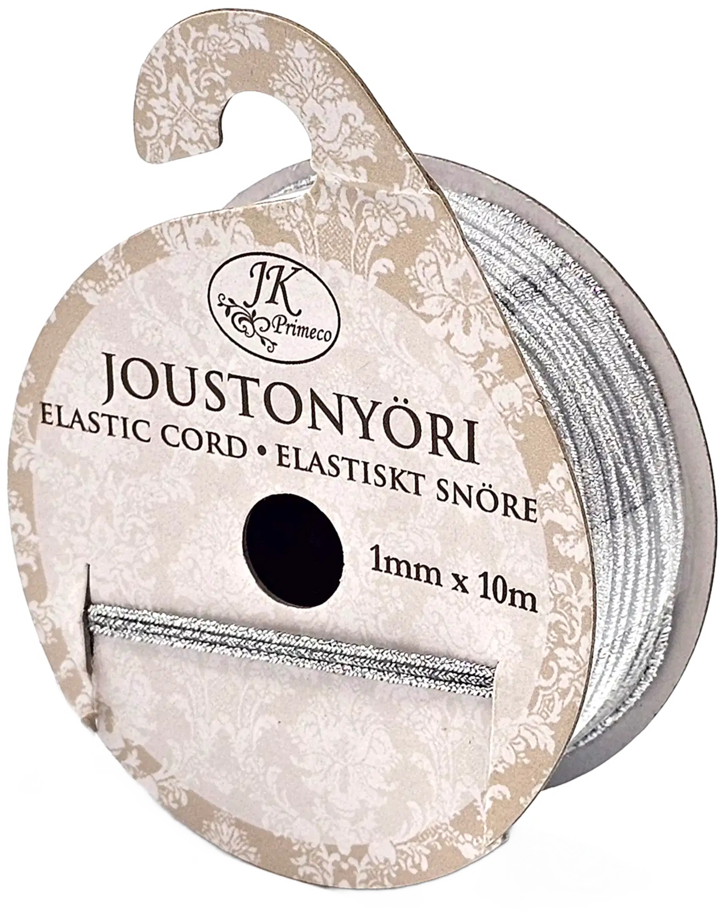 J.K. Primeco Joustonyöri 1mm x 10m hopea glitter