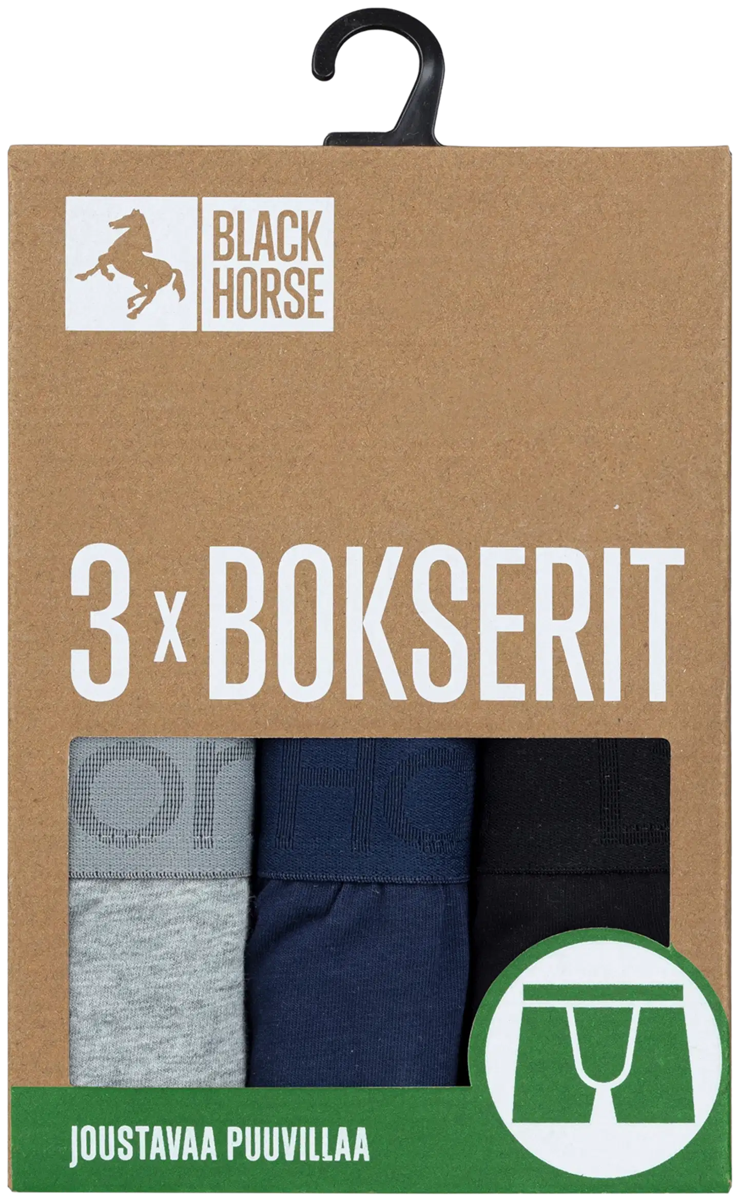 Black Horse miesten bokserit 3-pack I157 - GreyMel-Navy-Black - 3