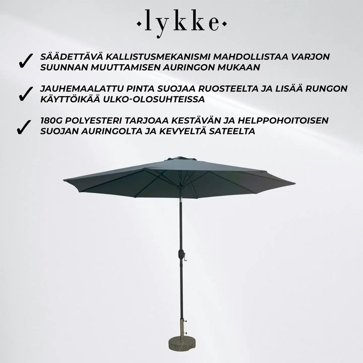 Lykke aurinkovarjo saga, tummanharmaa - 3
