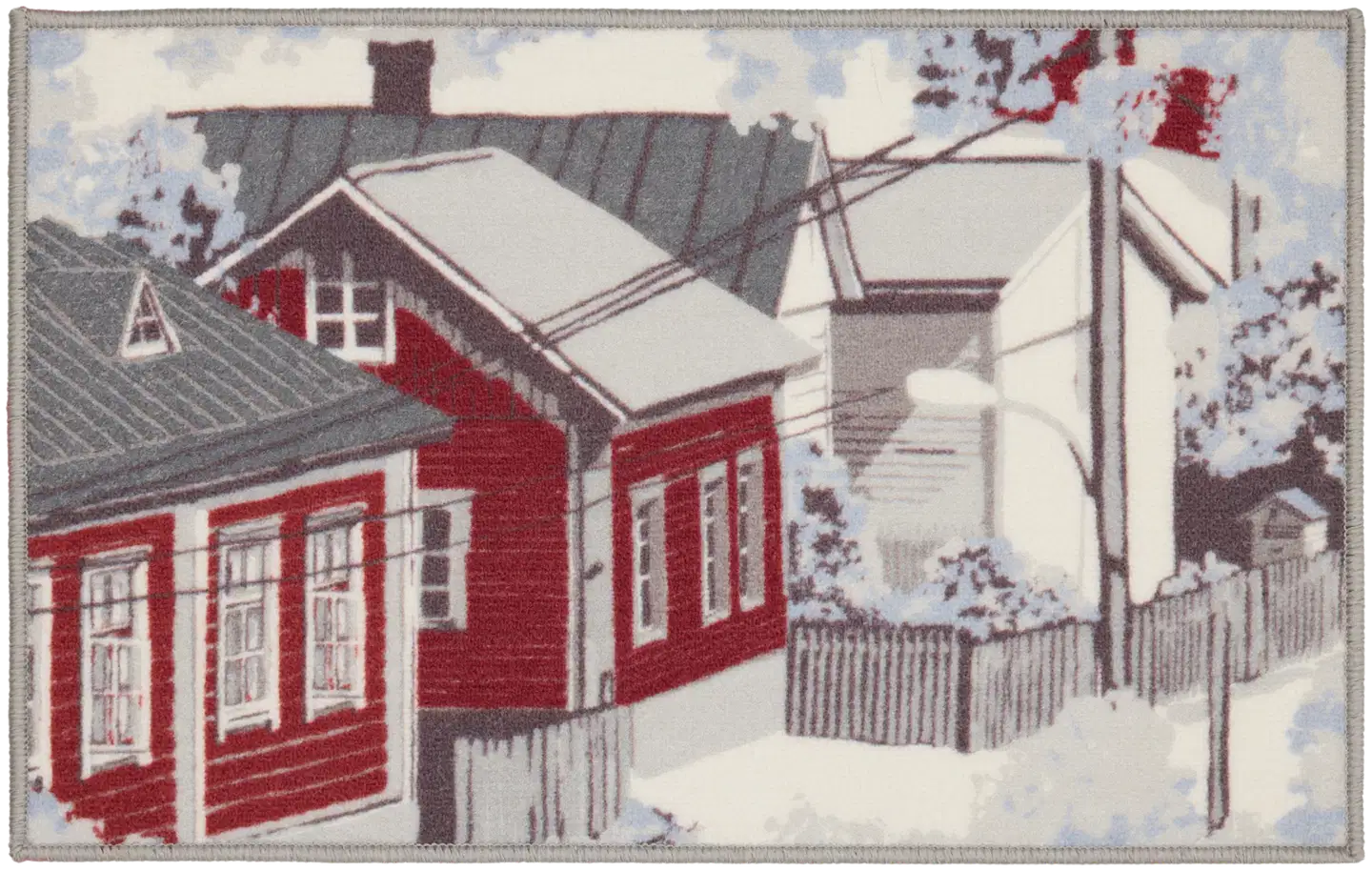 Vallila Naapurusto kynnysmatto 50x80 cm punavalkoinen - 1