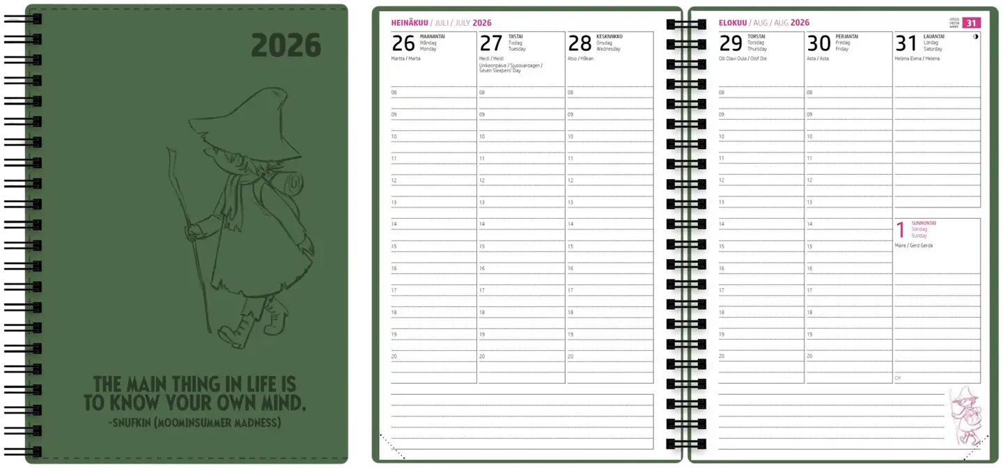 Vuosikalenteri Muumi 2026 Maxi Nuuskamuikkunen