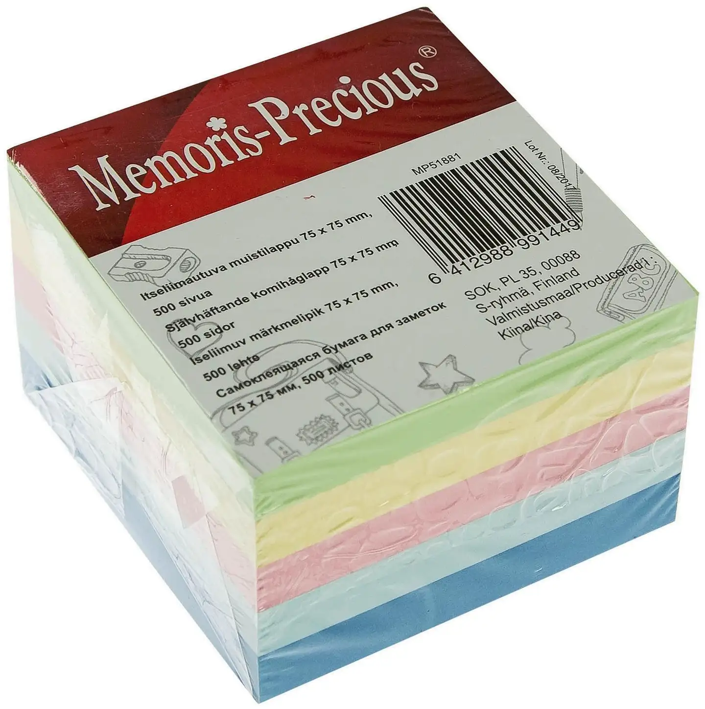 Memoris Precious muistilappu pastelli 75x75 mm 500 sivua