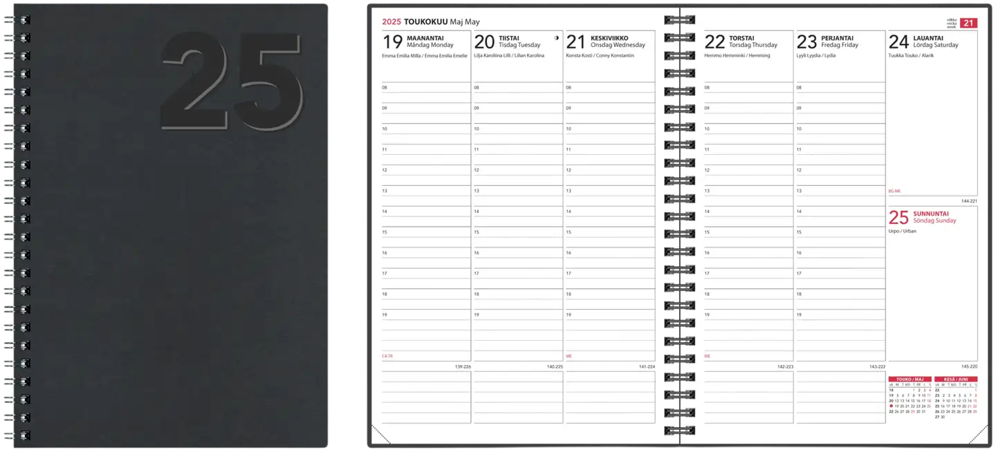 CC Kalenterit Pöytäkalenteri EkoViikkomuistio musta 2025
