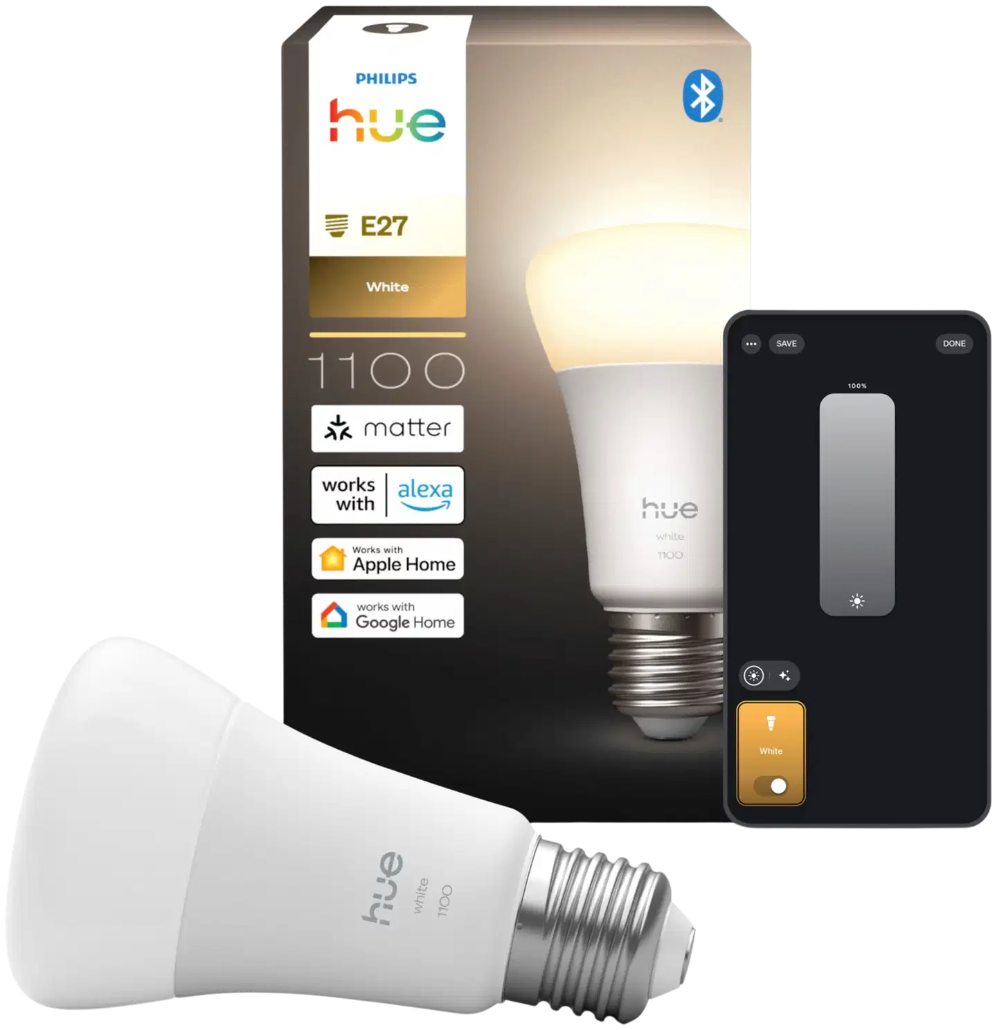 Philips Hue LED-lamppu 9.5W A60 E27 2700K 1100LM valkoinen - 2