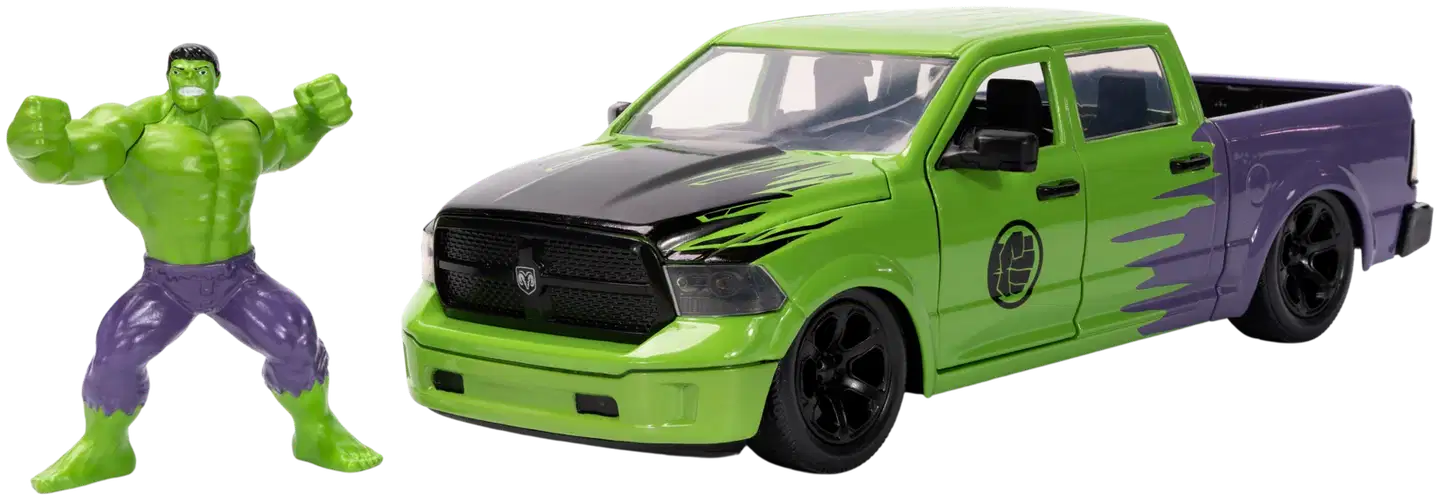 Jada Marvel Hulk ja 2014 Dodge Ram 1500, 20 cm, 1:24, die-cast - 2