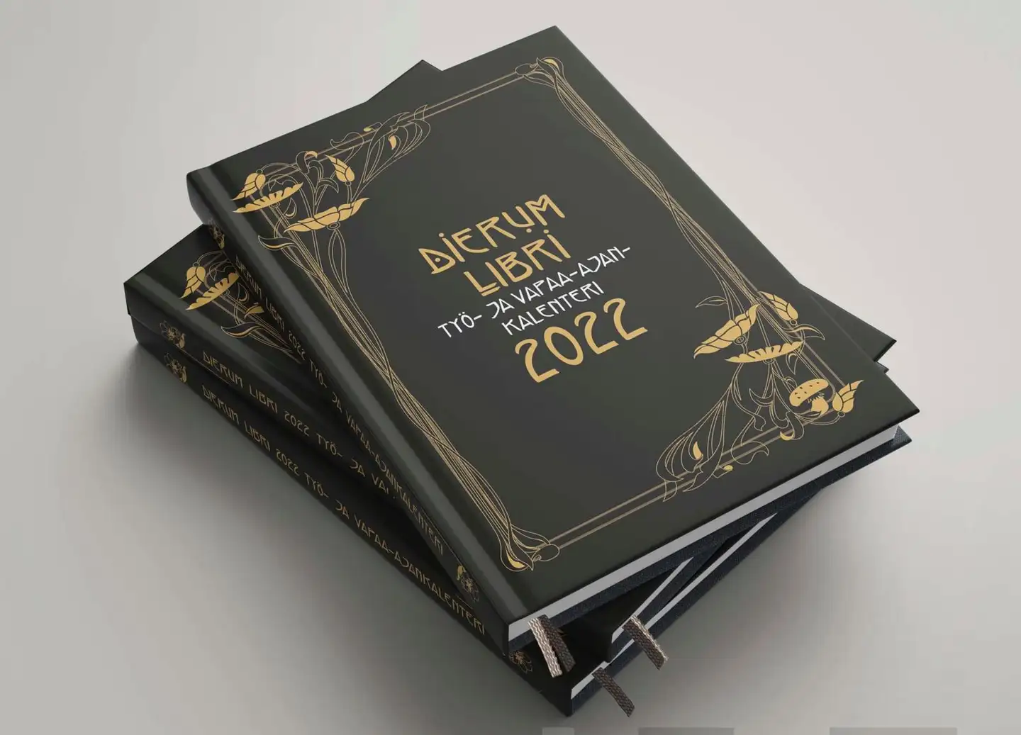 Rahikainen, Dierum Libri työ- ja vapaa-ajankalenteri 2022 - Art Nouveau musta kansi
