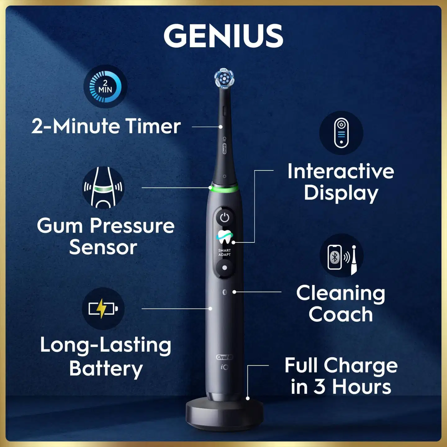 Oral-B iO9 -sähköhammasharja, Giftset, Musta, 4 vaihtoharjaa, Lataava matkakotelo - 3