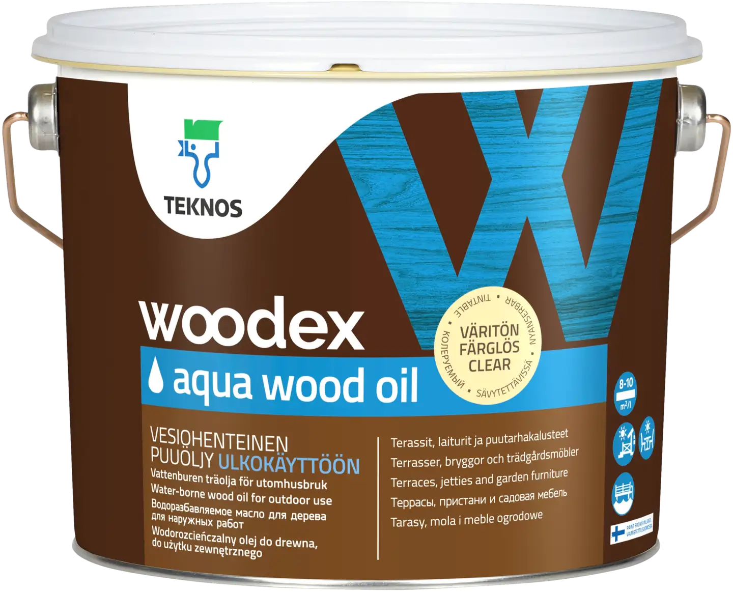 Teknos puuöljy Woodex Aqua Wood Oil 2,7l väritön sävytettävä