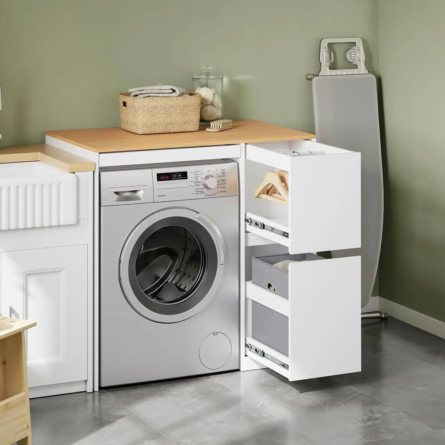 SoBuy pesukonekaappi valkoinen BZR223-WN - 4