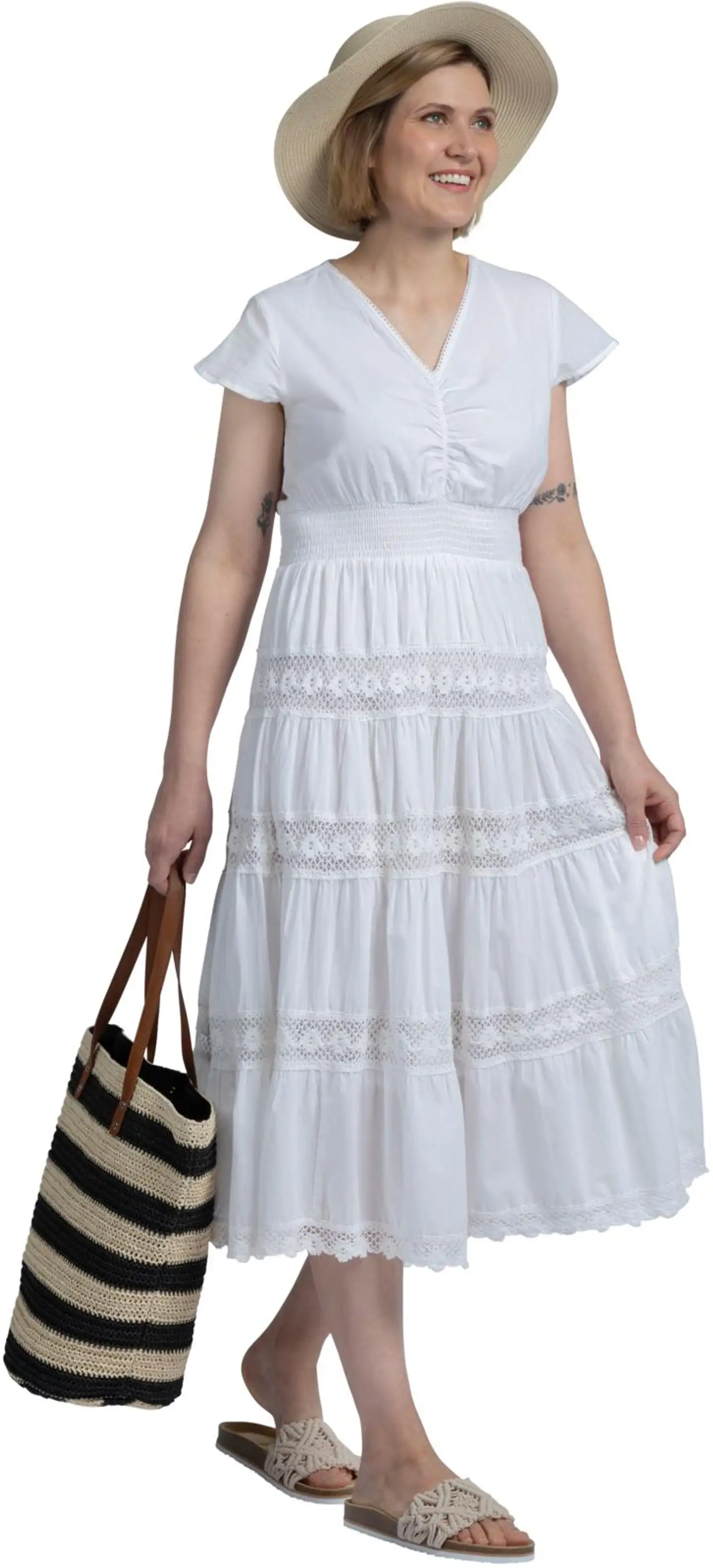 Margaux Riviera naisten midimekko MR-360 - WHITE - 4