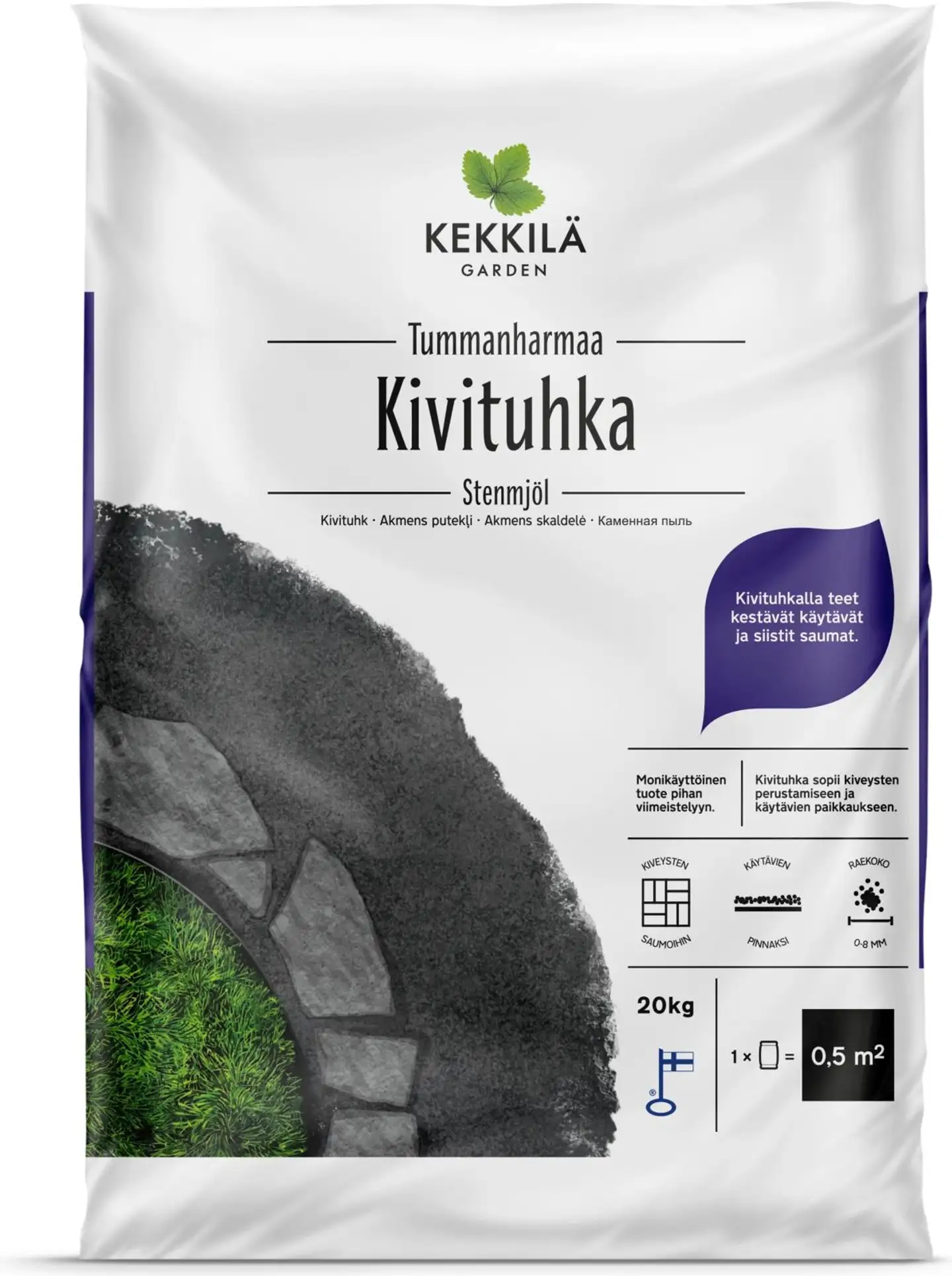 Kekkilä 20kg Kivituhka tummanharmaa diabaasi