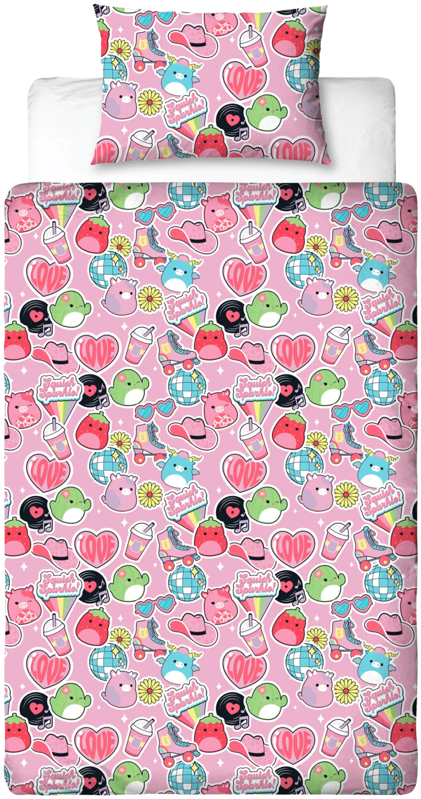 Lasten pussilakanasetti Squishmallows 150x210+50x60 cm - 1