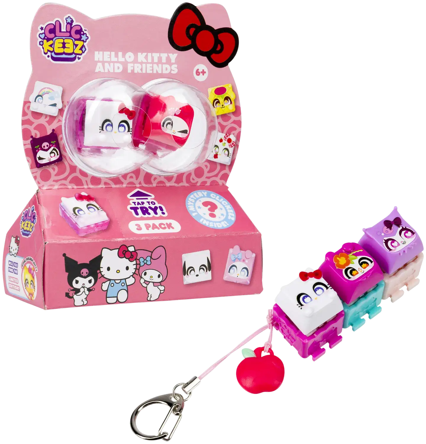 Clickeez Hello Kitty & Friends napsuteltava fidget-avaimenperä 3 hahmoa - 1