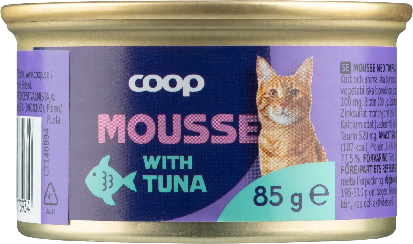 Coop tonnikalaa sisältävä mousse täysikasvuisille kissoille 85 g